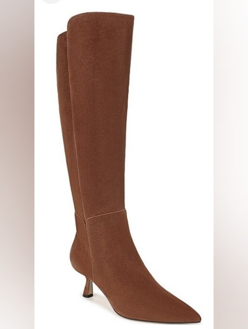New Sam Edelman Taylor Chestnut Suede Pointed-Toe Knee-High Stiletto Boots - Picture 9 of 16